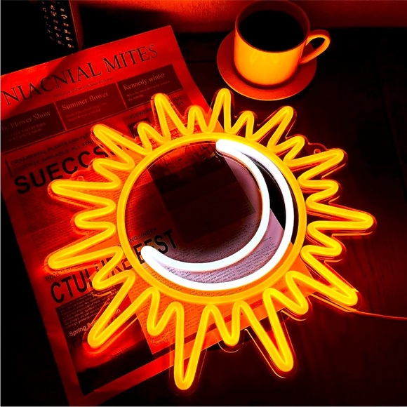 Urban Outfitters Other - Neon Crescent Moon Sun Light LED Wall Dorm Party Patio Indoor Outdoor Decor